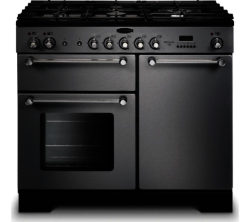 RANGEMASTER  Kitchener 100 Dual Fuel Range Cooker - Stainless Steel & Chrome